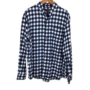 Chaps Performance Navy and White Plaid Flannel Button Down Shirt XXL